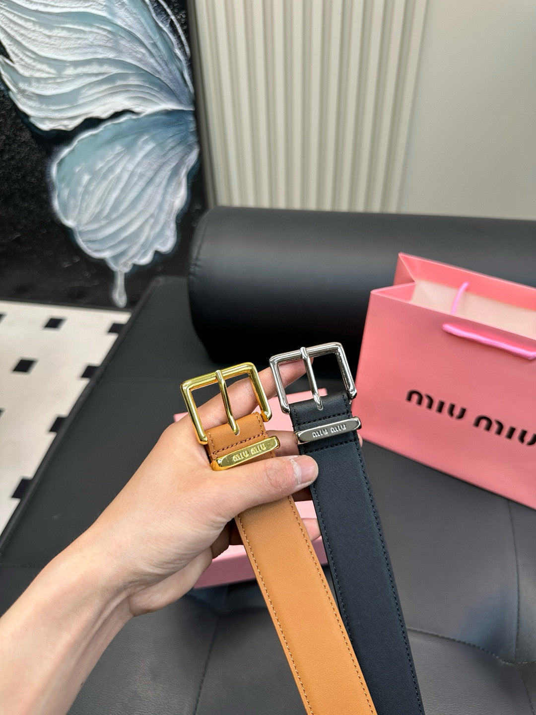 miumiu New leather belt made of genuine cowhide