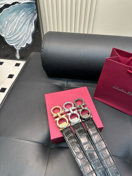 Ferragamo Crocodile skin pattern belt