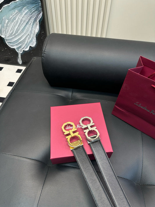 Ferragamo 8-sided polished steel buckle