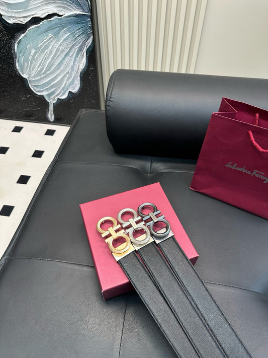 Ferragamo Gear pattern, frosted surface, steel buckle