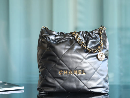 0528 Handbag Shiny Calfskin & Gold-Tone Metal metal gray