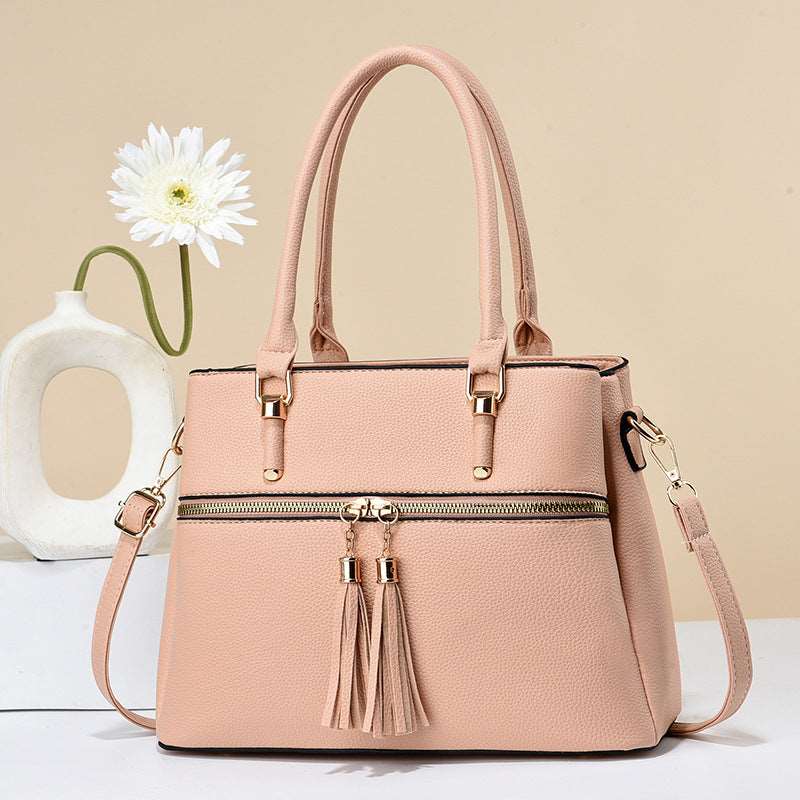 Women's Large Capacity Soft Leather Tassel Shoulder Bag